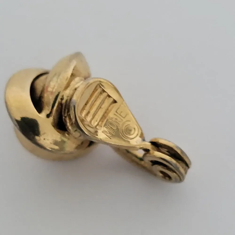 Vintage‎ Monet Knot Teardrop Gold Tone Clip on Earrings Round Glam Lot Of 2